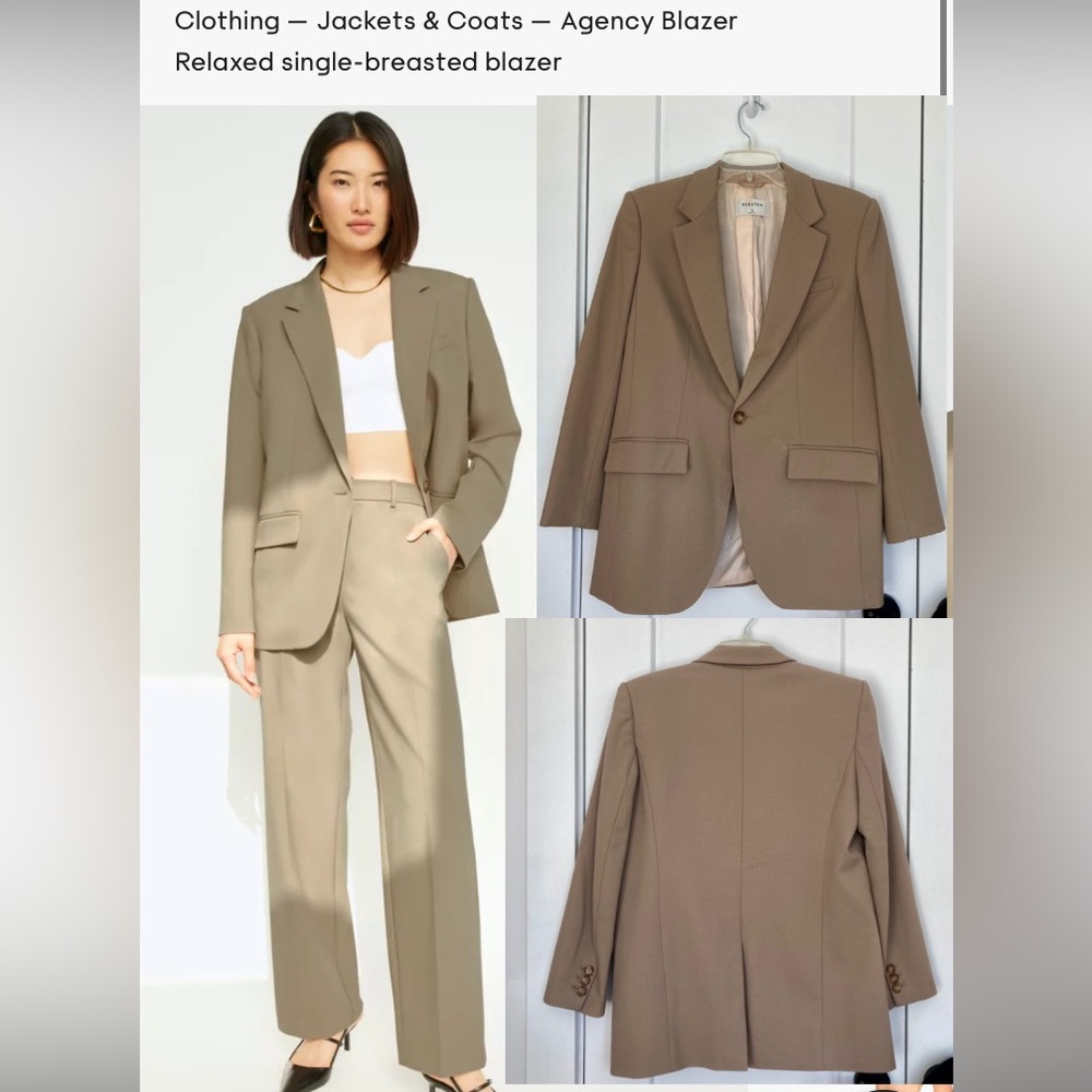 Worn 1x Agency Blazer Babaton Single Button Taupe Beige XS